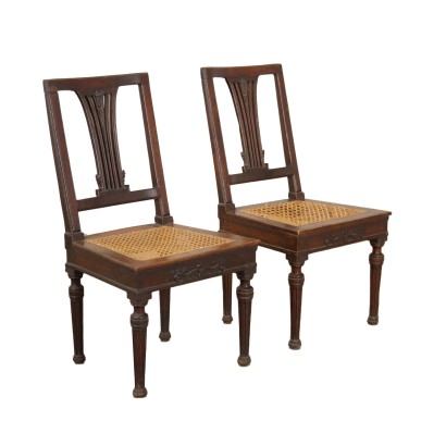 Paire de Chaises Néoclassiques Noyer Italie XVIII Siècle