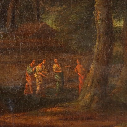 Oil on Canvas Landscape with Figures France XVIII Century
