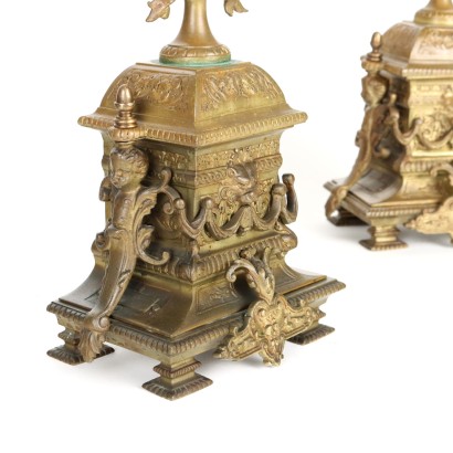 Triptych Clock Bronze France XIX Century