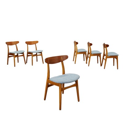 Group of 6 Hansen and Son CH30 Chairs Teak Denmark 1950s-1960s