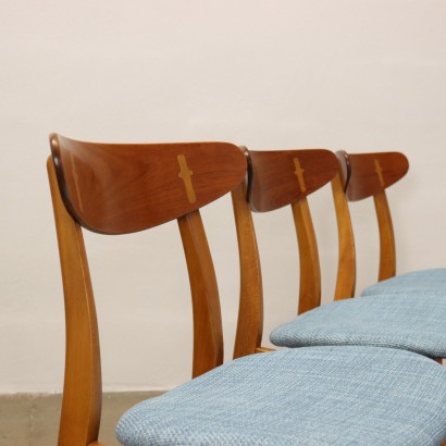 Groupe de 6 Chaises CH30 Carl Hansen & Son Tissu Danemark Années 1950