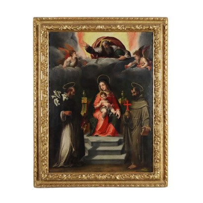 arte, arte italiana, pittura antica italiana,Madonna con Bambino il Padre Angeli e%,Madonna con Bambino il Padre, Angeli ,Madonna con Bambino il Padre Angeli e%,Madonna con Bambino il Padre, Angeli ,Madonna con Bambino il Padre Angeli e%,Madonna con Bambino il Padre, Angeli ,Grande dipinto attribuito a Tiburzio Pas,Madonna con il Bambino in trono tra ,Tiburzio Passerotti,Tiburzio Passerotti