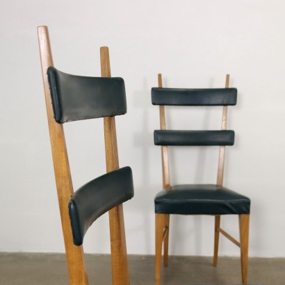 Groupe de 6 Chaises Cuir Synthétique Italie Années 1950