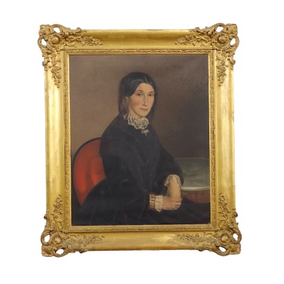 Weibliches Porträt Öl auf Leinwand Italien XIX Jhd