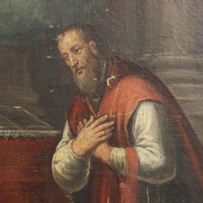 Prêtre en Prière Huile sur Toile Italie XVIII Siècle