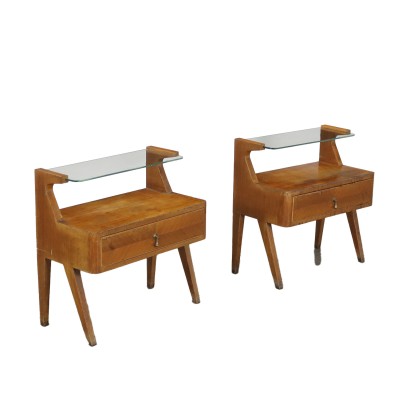 Pair of Bedside Tables Mahogany Italy 1950s