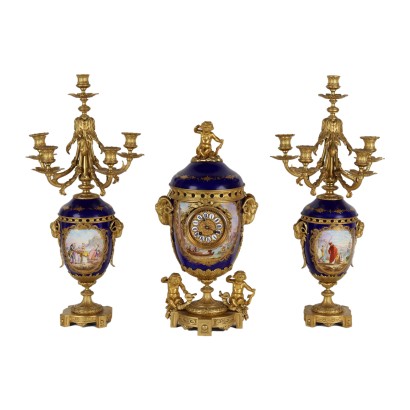 Trittico Orologio in Bronzo Dorato e Porcellana di Sevres, Francia Napoleone III, Antiquariato, Oggettistica, dimanoinmano.it antiquariato, orologio, antiquariato orologio, orologio antico, orologio antico italiano, orologio di antiquariato, orologio neoclassico, orologio del 800, orologio a pendolo, orologio da parete,Trittico Orologio in Bronzo Dorato e P