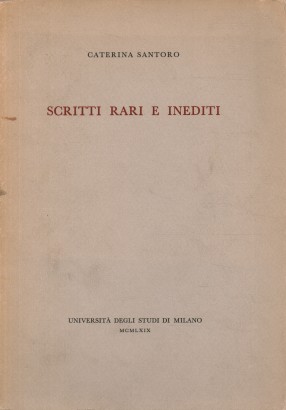 Scritti rari e inediti