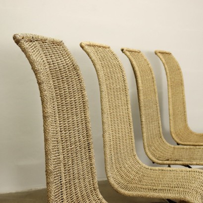 Groupe de 4 Chaises Most S Métal Italie Années 1970