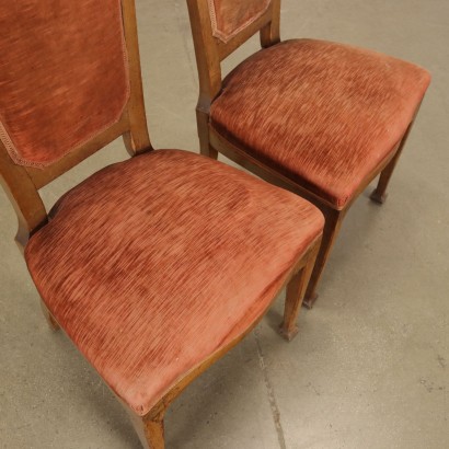 Pair of Art Nouveau Chairs Walnut Italy XIX Century