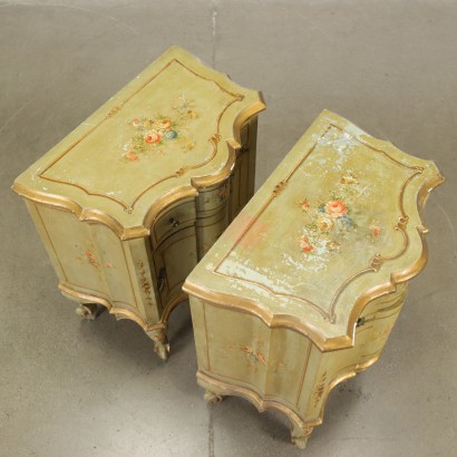 Paire de Tables de Chevet Style Baroque Bois Italie XX Siècle