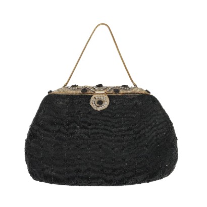 bolso de embrague vintage, bolso de embrague con cuentas, bolso de cuentas, bolso vintage, bolso de los años 50, vintage de mediados de 1900, embrague vintage, bolso de cuentas negro vintage