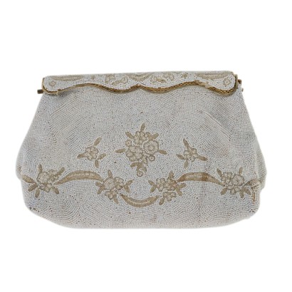 Bolso Vintage Blanco con Abalorios y