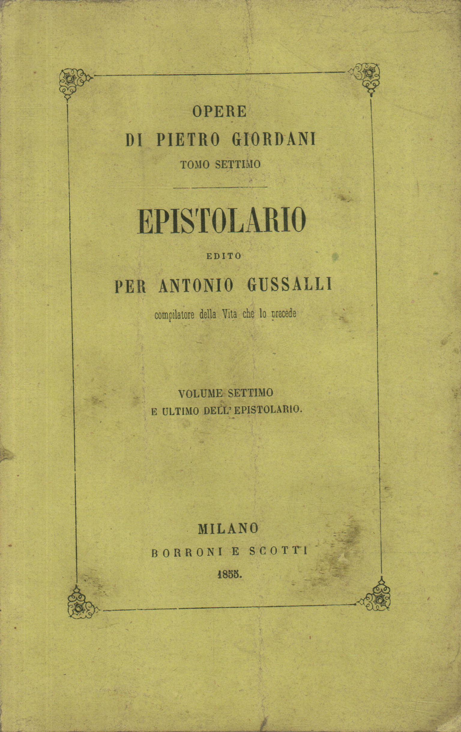 Cartas de Pietro Giordani. volumen