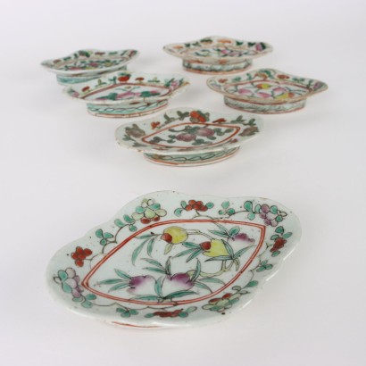 Groupe de 6 Soucoupes Porcelaine Chine XIX Siècle