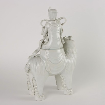 Mandjoushri Sculpture Porcelaine Chine XX Siècle