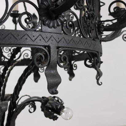 Chandelier Wrought Iron Italy XX Century