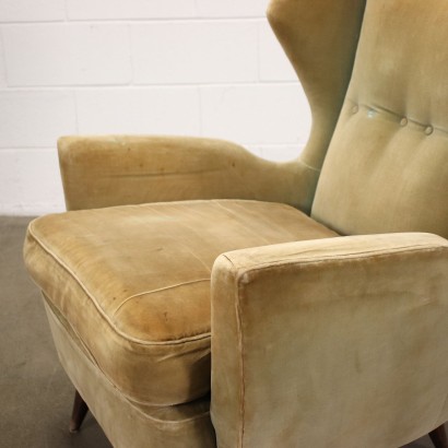 Fauteuil Velour Italie Années 1950