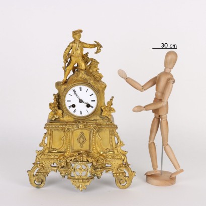 antiquariato, orologio, antiquariato orologio, orologio antico, orologio antico italiano, orologio di antiquariato, orologio neoclassico, orologio del 800, orologio a pendolo, orologio da parete,Orologio da Tavolo in Bronzo Dorato
