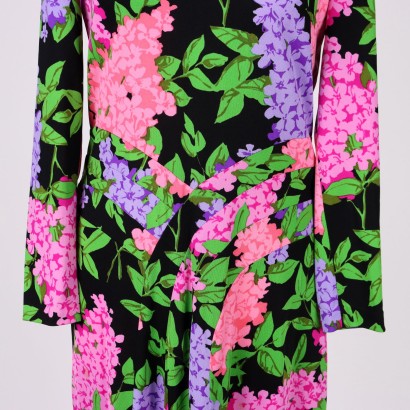 moda vintage, anni 70, abito floreale. tessuto falconetto. ken scott,Abito Vintage Lungo Floreale