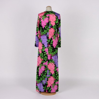 moda vintage, años 70, vestido floral. tejido de falconetto. ken scott, Vestido largo floral vintage