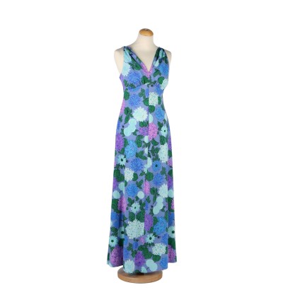 Floral Dress Synthetic Fiber Size 12 Italy 1970s