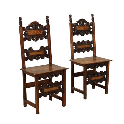 Coppia di Sedie a Cartella Neobarocco, Fine XIX Secolo, Antiquariato, Sedie poltrone divani, dimanoinmano.it Coppia di Sedie a Cartella Neobarocco
