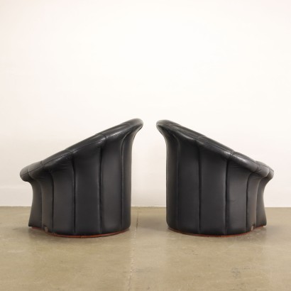 Couple of Armchairs Mirabili Elica Leather Italy 1980s