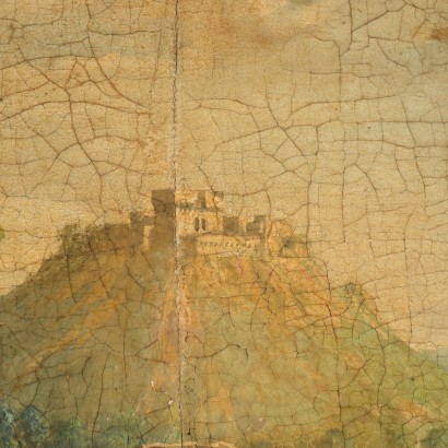 Paar Landschaften mit Figuren Mageres Öl auf Leinwand Italien XX Jhd