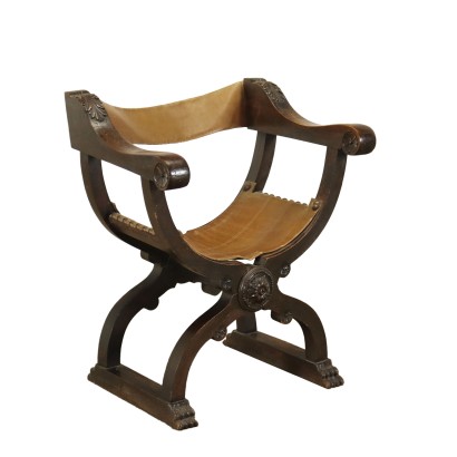 Chaise Style Néo-Renaissance Noyer Italie XX Siècle