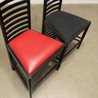 Paar Stühle C. Rennie Mackintosch Stil Stoff Italien 1980er