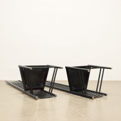 Paar Stühle C. Rennie Mackintosch Stil Stoff Italien 1980er