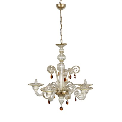 Lampadario Pastorale in Vetro di Murano, Italia Metà XX Secolo, Antiquariato, Lampadari e lumi, dimanoinmano.it antiquariato, lampadario, antiquariato lampadari, lampadario antico, lampadario antico italiano, lampadario di antiquariato, lampadario neoclassico, lampadario del 800,Lampadario Pastorale in Vetro di Murano