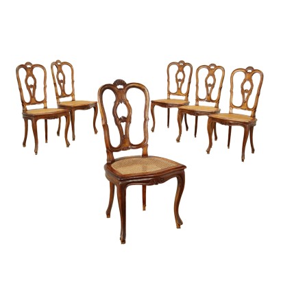 antiquariato, sedia, antiquariato sedie, sedia antica, sedia antica italiana, sedia di antiquariato, sedia neoclassica, sedia del 800,Gruppo di Sedie in Stile Barocchetto
