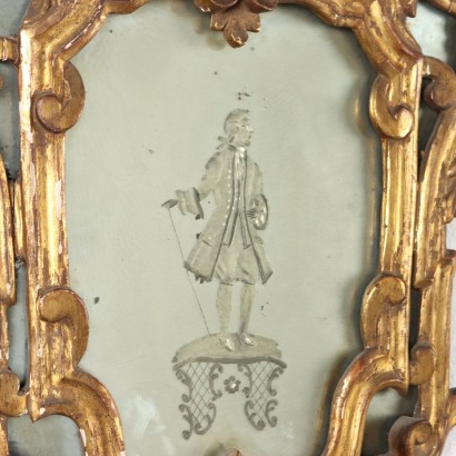 Paire de Miroirs Style Baroque Verre Italie XIX-XX Siècle