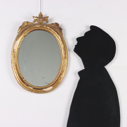 ANCOSP0157072_918519 antiquariato, specchiera, antiquariato specchiera, specchiera antica, specchiera antica italiana, specchiera di antiquariato, specchiera neoclassica, specchiera del 800 - antiquariato, cornice, antiquariato cornice, cornice antica, cornice antica italiana, cornice di antiquariato, cornice neoclassico, cornice del 800,Specchiera Ovale in Legno Dorato