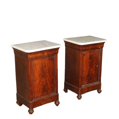 Pair of Louis Philippe Bedside Tables Mahogany Italy XIX Century