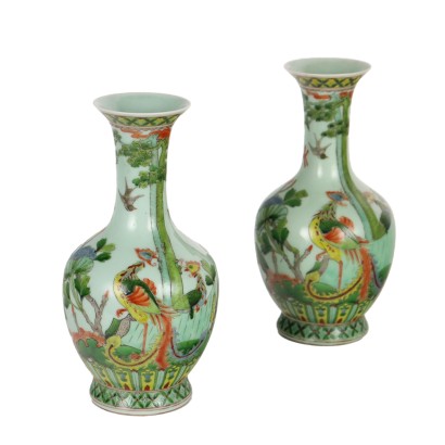 Paire de Vases Porcelaine Chine XX Siècle