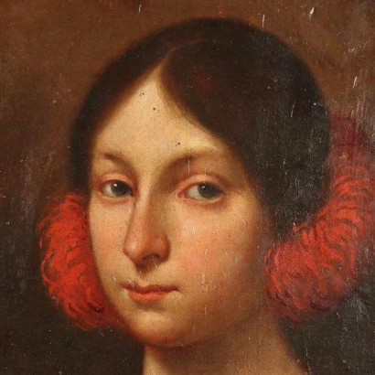 retrato, de, un, niña joven