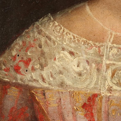 Porträt eines Mädchens Öl auf dem Tisch Spanien XVII Jhd