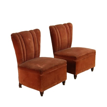 Pair of Armchairs Velvet Italy 1940s