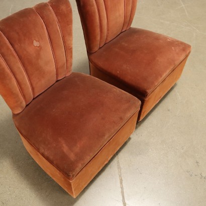 Paire de Fauteuils Velour Italie Années 1940