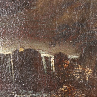 Landschaft mit Figuren Öl auf Leinwand Italien XIX Jhd
