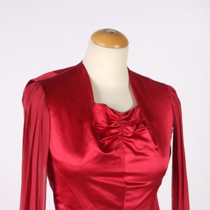 moda vintage, vestido de vaina vintage, vestido de noche, moda de Milán, ropa vintage, vestido vintage rojo cereza