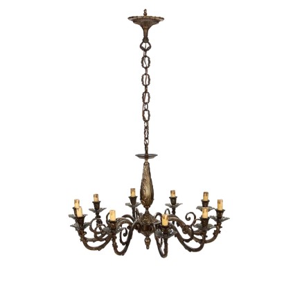 Chandelier Bronze Italy XX Century