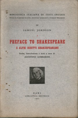 Preface to Shakespeare e altri scritti shakespeariani