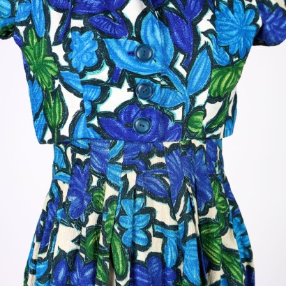 Robe Vintage à Fleurs Coton Taille S Italie Années 1950-1960