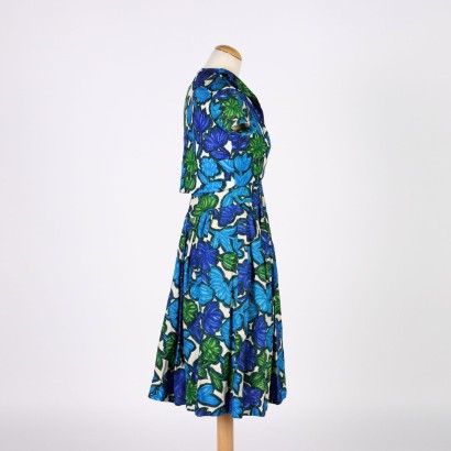 moda vintage, moda anni 50, abito vintage, abito anni 50, vestito a fiori, vintage italiano,Abito Vintage Floreale blu