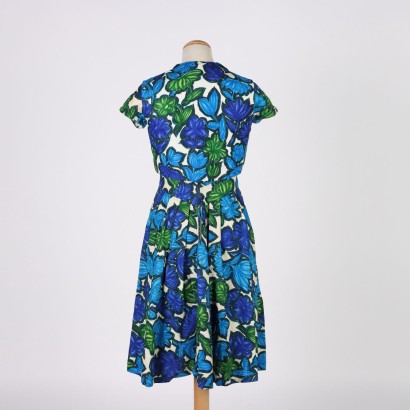 moda vintage, moda de los años 50, vestido vintage, vestido de los años 50, vestido floral, vintage italiano, vestido vintage floral azul