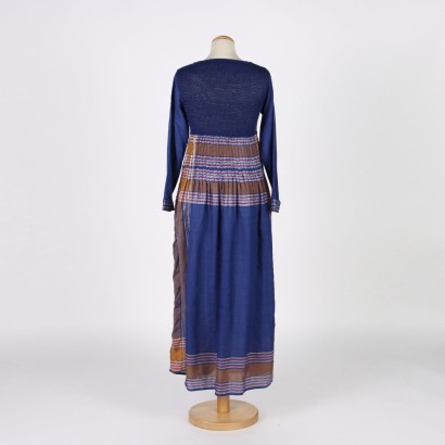 moda vintage, vintage anni 70, abito anni 70, vestito lungo, moda milano, vintage italiano,Abito Vintage Lungo Blu